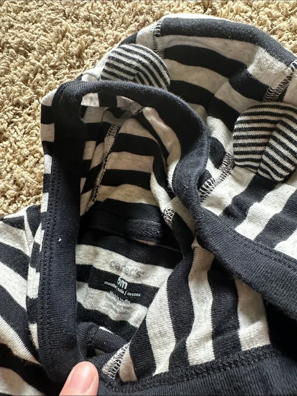 Striped Hooded Baby Bodysuit trio